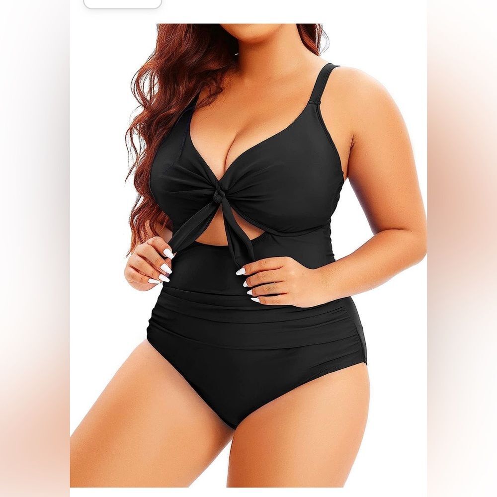 Aqua Eve Plus Size One Piece Swimsuit Women’s Tummy Control Cutout Swimwear 18W